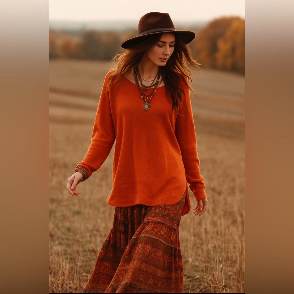 Michael Kors Women’s Burnt Orange Oversized Side Zipper Pullover Sweater Size S